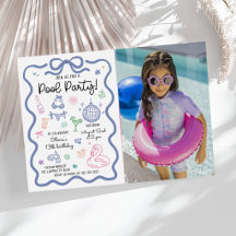 Handgezeichnetes Sommer-Spaß-Poolparty-Geburtstags
