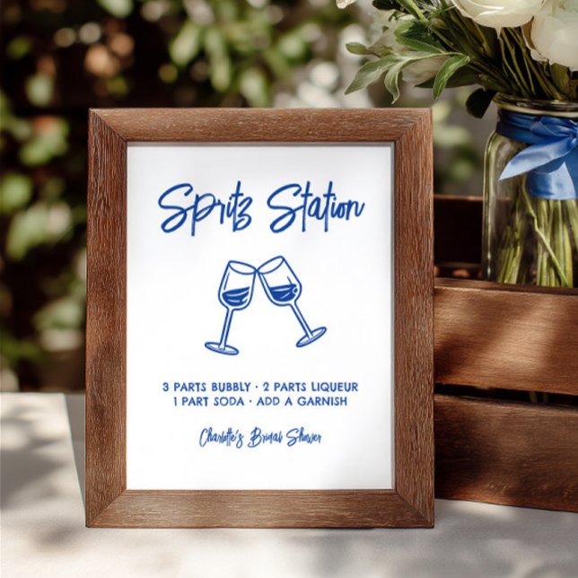 Handgezeichnetes Spritz-Station-Schild für Brautpa (Hand Drawn Spritz Station Bridal Shower Sign)