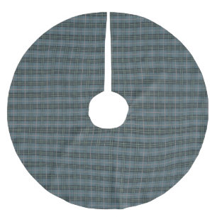 Handgezeichnetes staubblaues Karomuster Polyester Weihnachtsbaumdecke