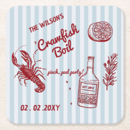 Handgezeichnetes Summer Seafood Crawfish Party Rechteckiger Pappuntersetzer