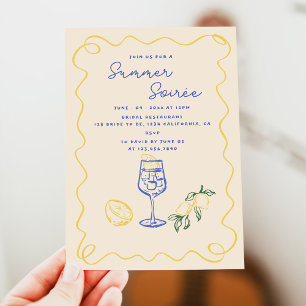Handgezeichnetes Summer Soiree Drinks Cocktail Par Einladung