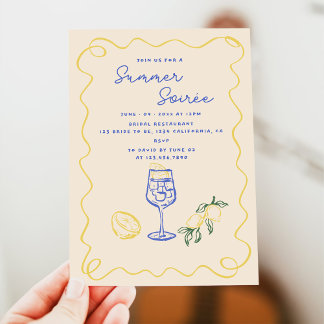 Handgezeichnetes Summer Soiree Drinks Cocktail Par Einladung