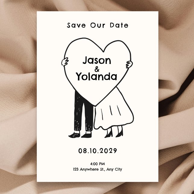 Handgezeichnetes süßes Paar  Save The Date (Von Creator hochgeladen)