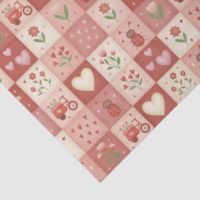 Handgezeichnetes süßes Patchwork-Muster - Tissue-P Seidenpapier (Ausschnitt)