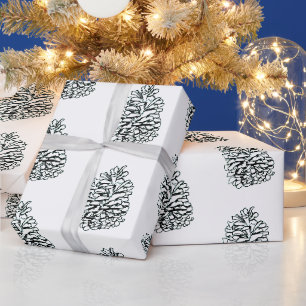 Handgezeichnetes TannenZapfen-Muster Weihnachten Geschenkpapier