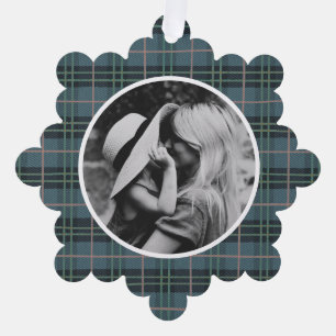 Handgezeichnetes Tartan Kariertes Foto Ornament Karte