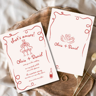 Handgezeichnetes That's Amore Italienische Whimsic Einladung