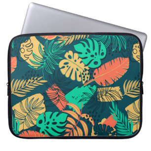 Handgezeichnetes tropisches Flachmuster. Palm-Blät Laptopschutzhülle