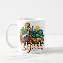 Handgezeichnetes Uganda Reise Kunst Wahrzeichen