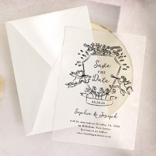 Handgezeichnetes Wappen mit Kehlen   Save The Date