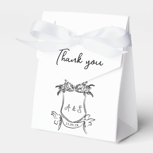 Handgezeichnetes Wappen Schwarz-weiße Gastgeschenk Geschenkschachtel (Vorderseite)