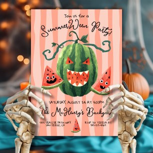 Handgezeichnetes Watermelon Pumpkin SummerWeen Par Einladung
