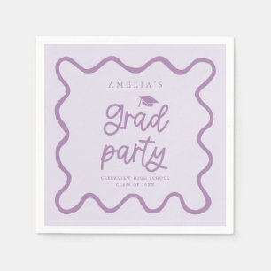 Handgezeichnetes Wavy Line Lila Grad Party Serviette