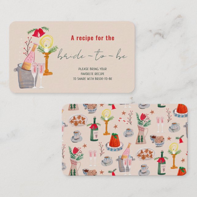 Handgezeichnetes Weihnachts-Brautparty gemeinsam m Begleitkarte (Vorne/Hinten)