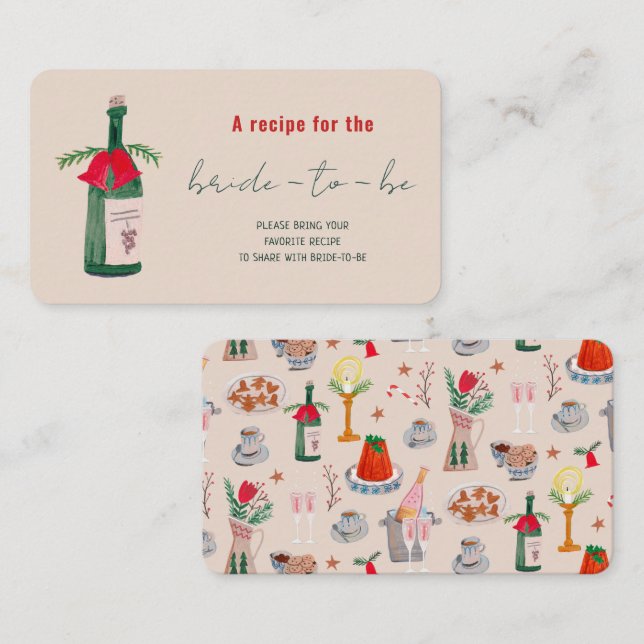 Handgezeichnetes Weihnachts-Brautparty gemeinsam m Begleitkarte (Vorne/Hinten)