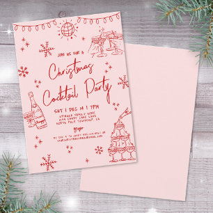 Handgezeichnetes Weihnachtscocktail-Party Einladung