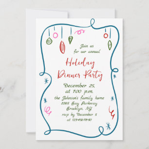 Handgezeichnetes Weihnachtsfest Abendessen Einladung