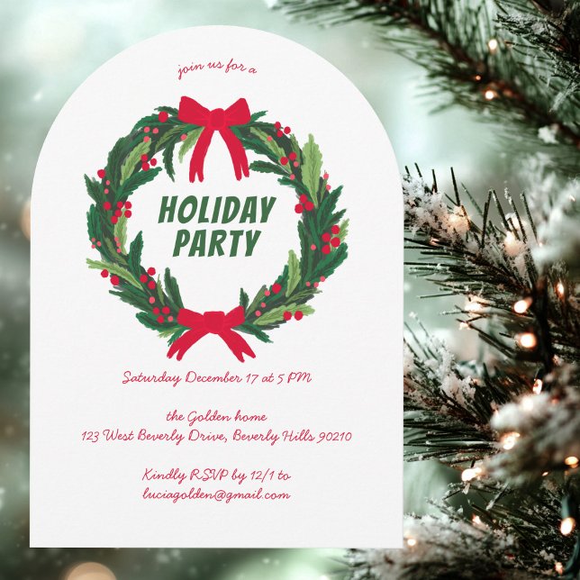 Handgezeichnetes Weihnachtsfest - Party ARCH Einladung (Hand Drawn Wreath Holiday Christmas Party ARCH Invitation)