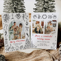 Handgezeichnetes Weihnachtskarten Foto Doodle Holi