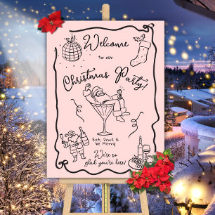 Handgezeichnetes weißes Weihnachtsfest-Party Poster