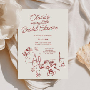 Handgezeichnetes weißliches Brautparty Einladung