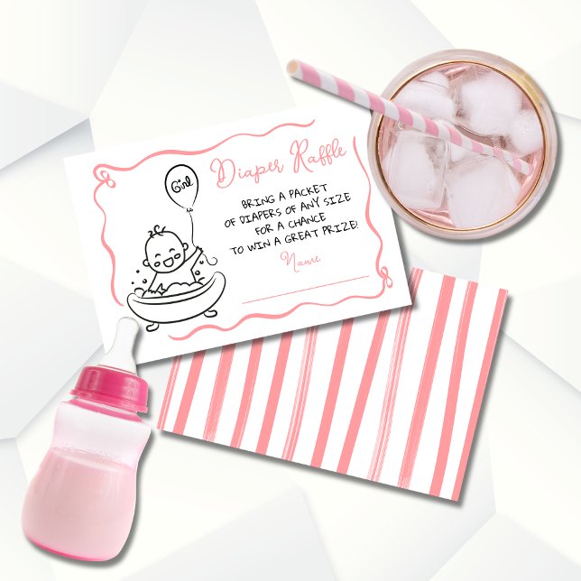 Handgezeichnetes Windelmädchen Einladung (Von Creator hochgeladen)