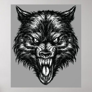 Handgezeichnetes Wolf Poster