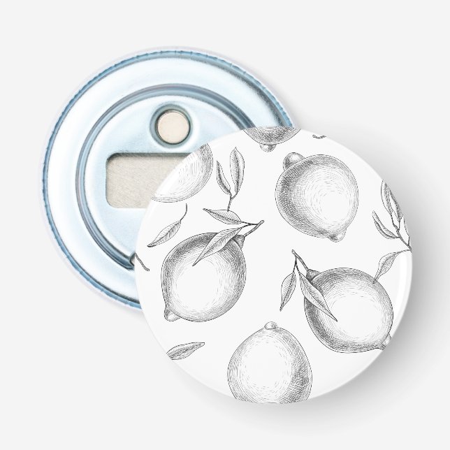 Handgezeichnetes Zitronenmuster Flaschenöffner (Vorderseite)