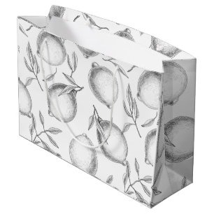 Handgezeichnetes Zitronenmuster Große Geschenktüte
