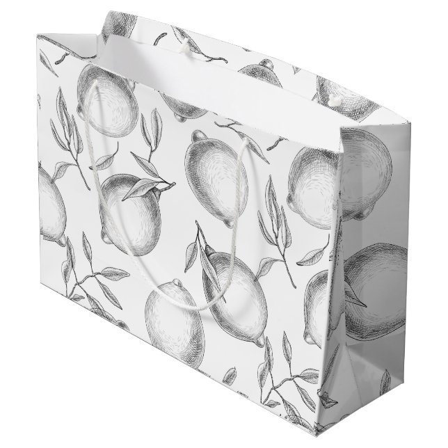 Handgezeichnetes Zitronenmuster Große Geschenktüte