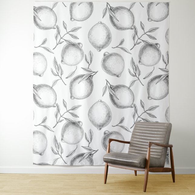 Handgezeichnetes Zitronenmuster Wandteppich (Beispiel)