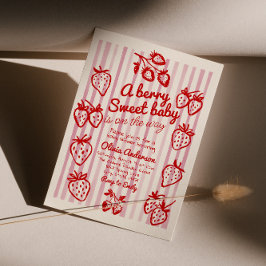 Handgezogene Beere Strawberry Diy Girl Babydusche Einladung