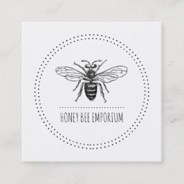 Handgezogene Biene im Kreis Quadratische Visitenkarte