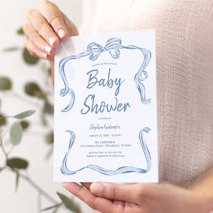 Handgezogene Bow Boy Baby Shower Einladungskarte Einladung