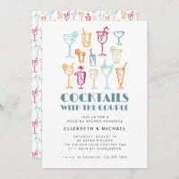 Handgezogene Cocktails Paare Dusche Brautparty
