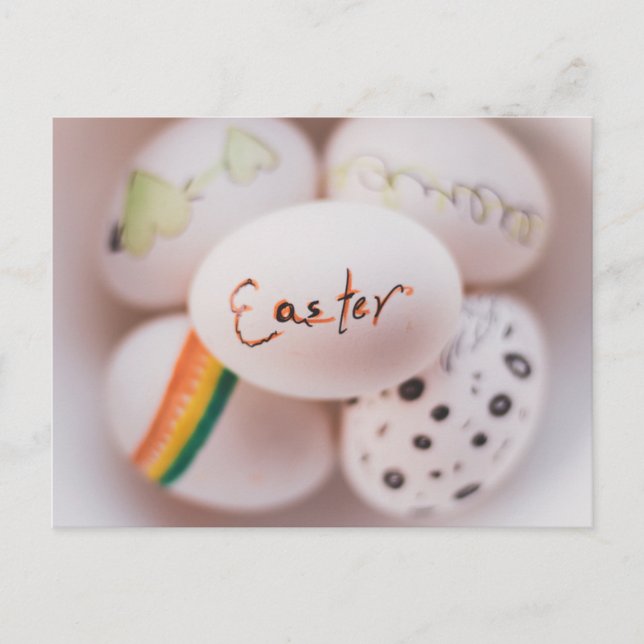 Handgezogene Eier Ostern Postkarte (Vorderseite)