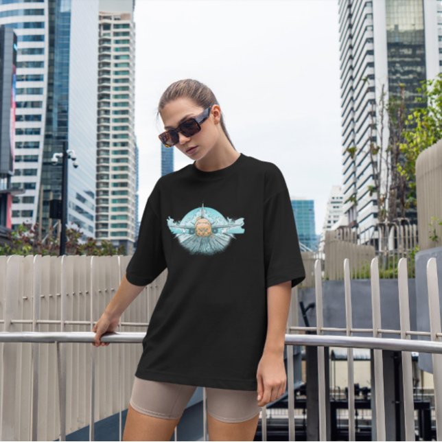 Handgezogene Flugzeugkatze T-Shirt (Von Creator hochgeladen)