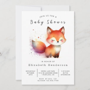 Handgezogene Forest Fox Babydusche Einladung