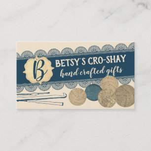 Handgezogene Häkelhaken aus Garn Visitenkarte