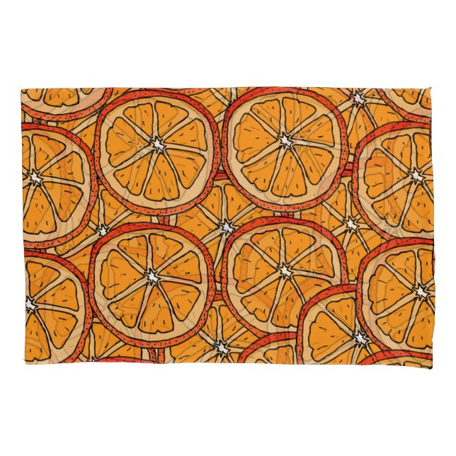 Handgezogene Orangen: Nahtlos Kissenbezug (Vorderseite)