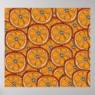 Handgezogene Orangen: Nahtlos Poster