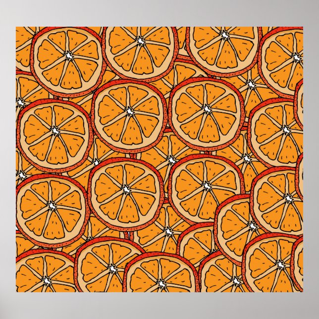 Handgezogene Orangen: Nahtlos Poster (Vorne)