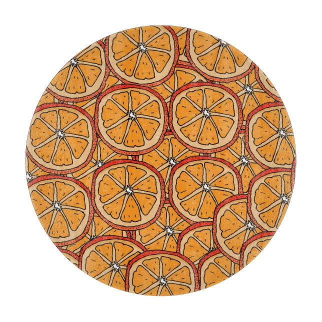 Handgezogene Orangen: Nahtlos Schneidebrett (Vorderseite)