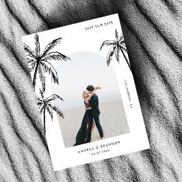 Handgezogene Palmen Foto Hochzeit in Urlaubsort Save The Date