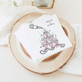 Handgezogene Perlen & Prosecco Brautparty Napkins Serviette