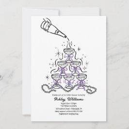 Handgezogene Perlen und Prosecco-Brautparty Einladung