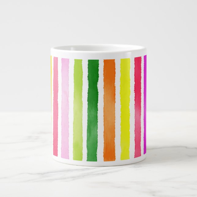 Handgezogene Regenbogenstreifen Jumbo-Tasse (Vorderseite)