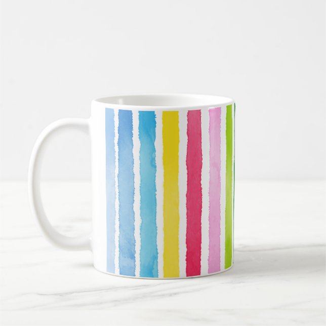 Handgezogene Regenbogenstreifen Kaffeetasse (Links)