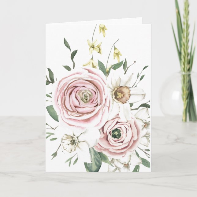 Handgezogene Rose Posy (Leere) Karte (Vorderseite)