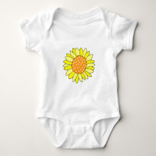 Handgezogene Sonnenblume Baby Strampler